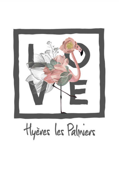 Affiche LOVE - A4 - Flamand - Hyères les Palmiers - gris