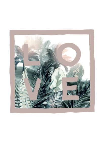 Affiche LOVE - A4 - Jungle rose