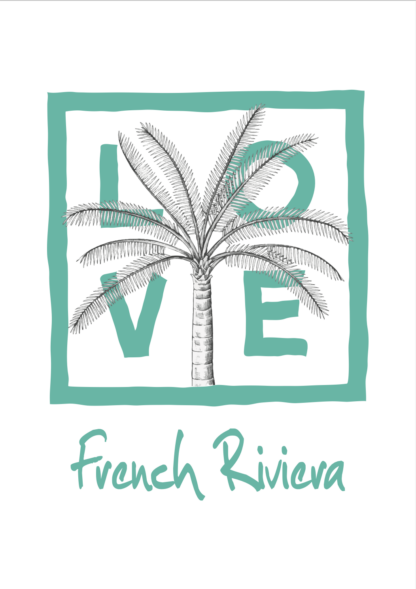 Affiche LOVE - A4 - French Riviera - Palmier